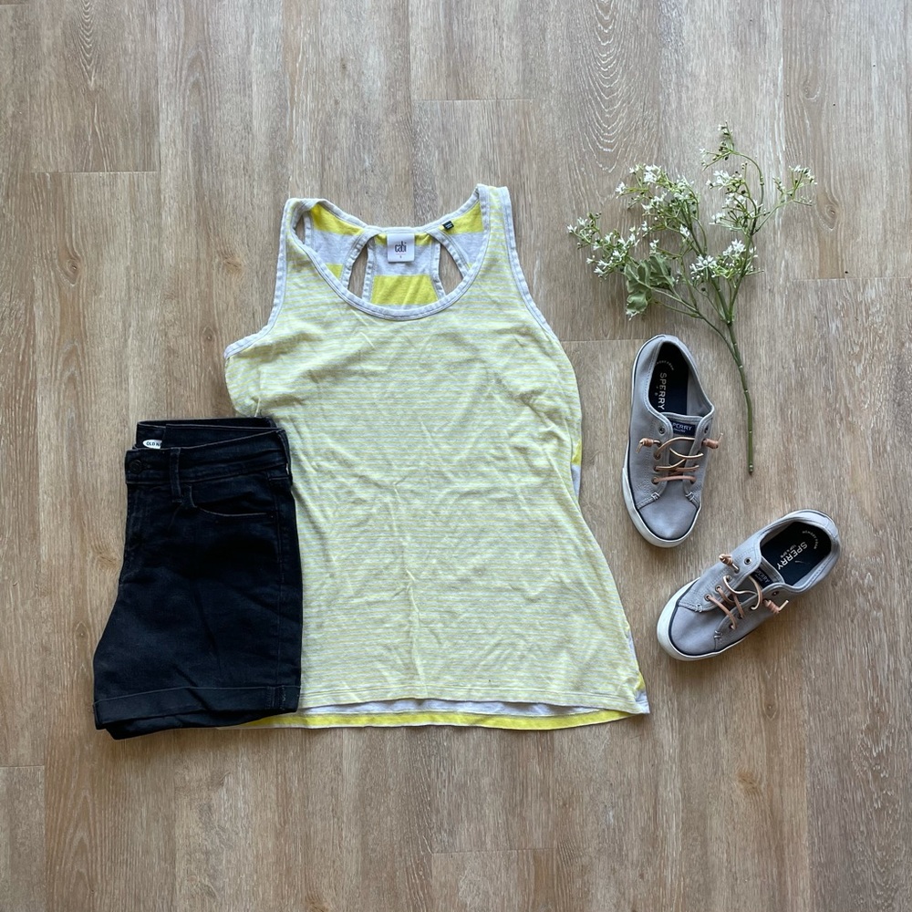 CAbi Limoncello Striped Tank
